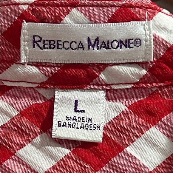 Rebecca Malone Red and White Checkered Blouse - Picture 2 of 6
